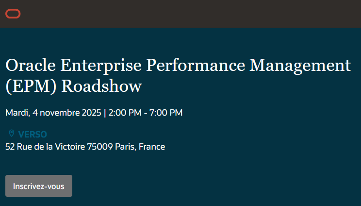 Oracle Enterprise Performance Management (EPM) Roadshow